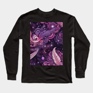 Other Worldly Designs- nebulas, stars, galaxies, planets with feathers Long Sleeve T-Shirt